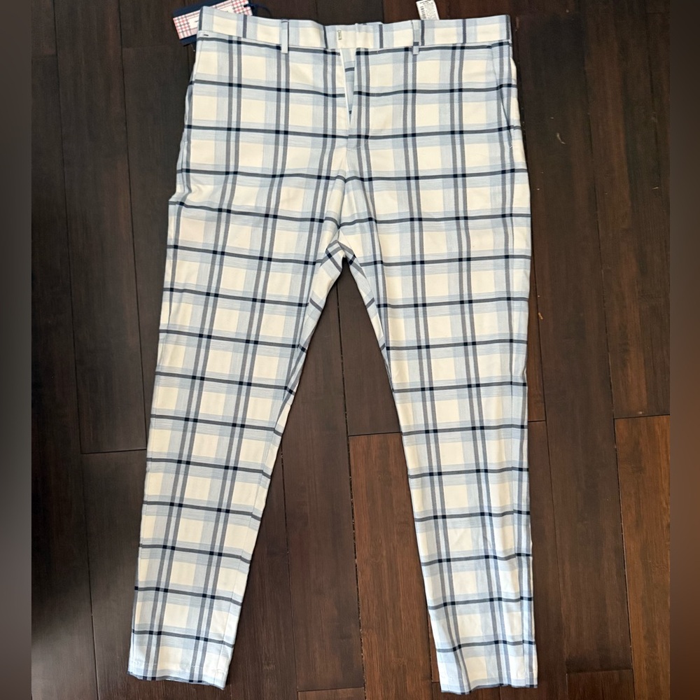 Zara Men's Blue and White Plaid Pants